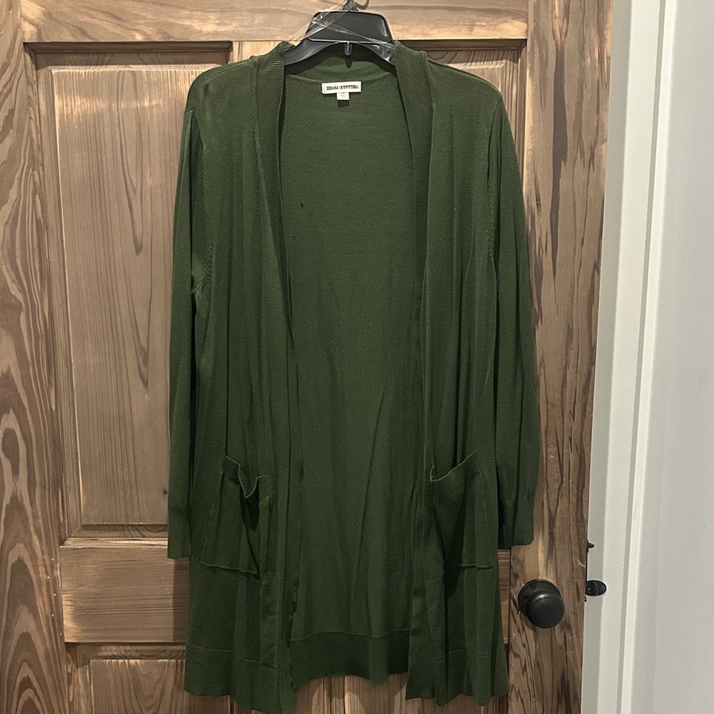Zenana Olive Green Drape Open-Front Cardigan